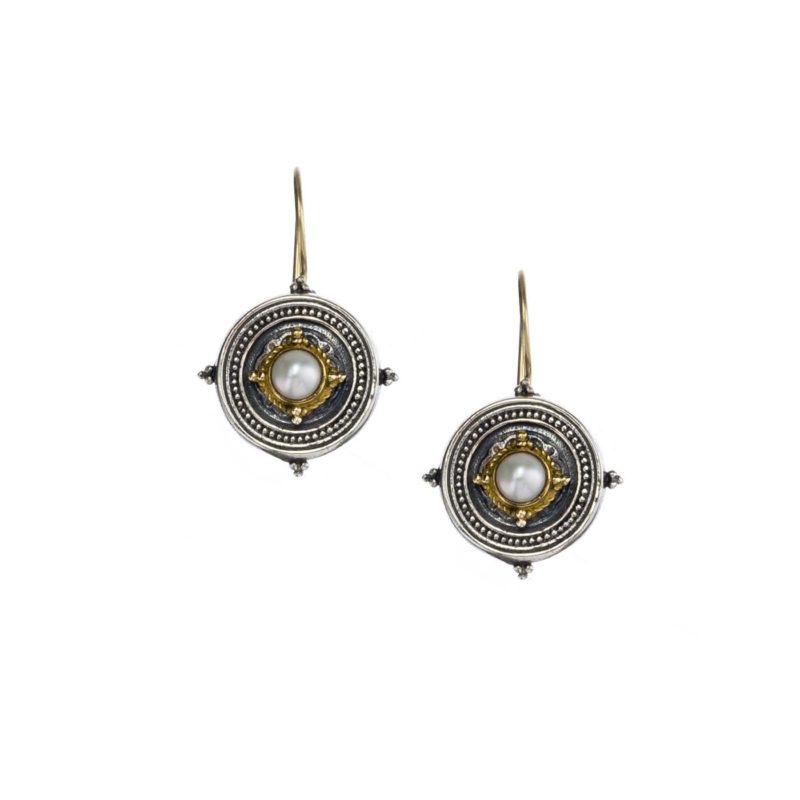 Cyclades round earrings in 18K Gold and Sterling silver