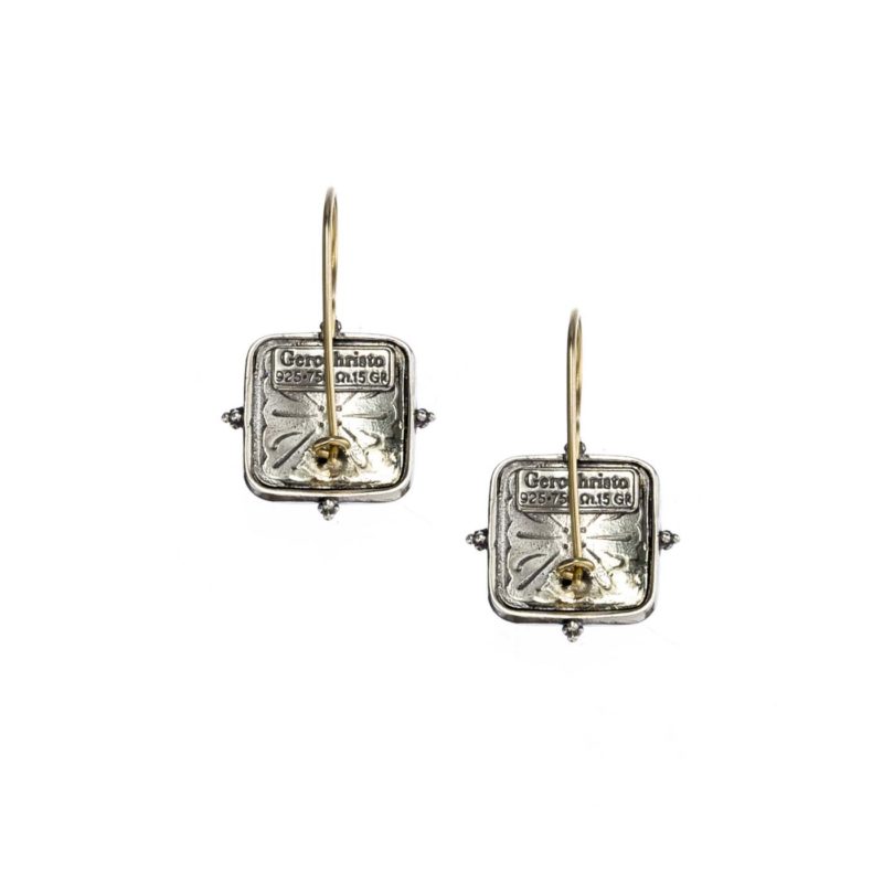 Cyclades square earrings in 18K Gold and Sterling silver