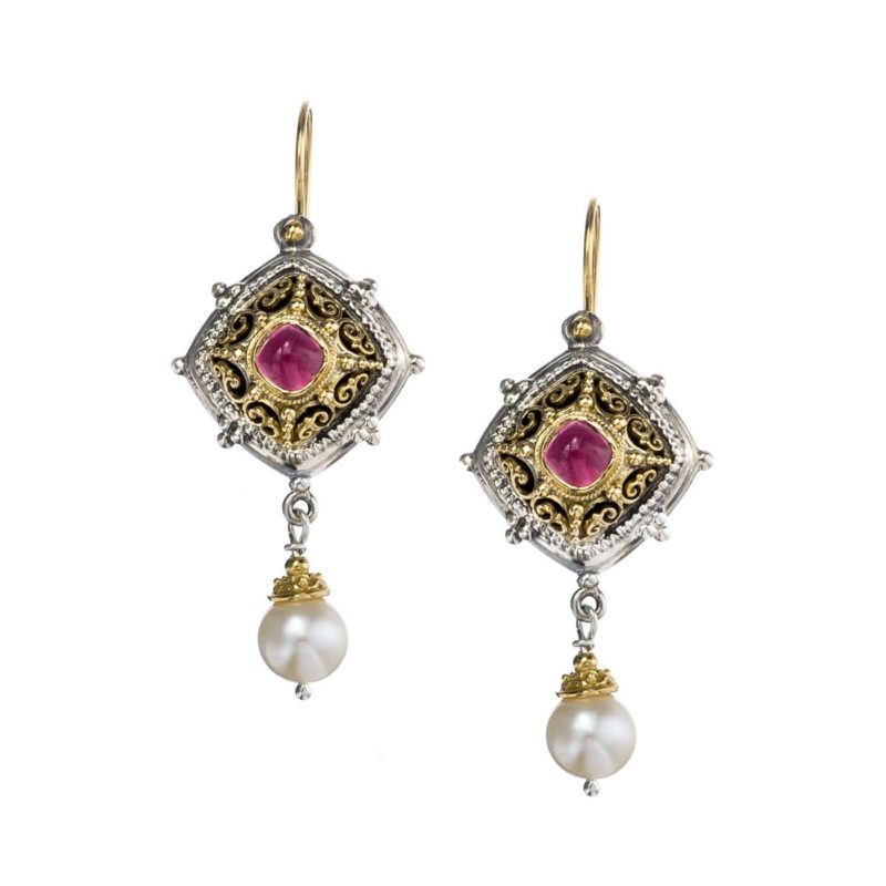 Byzantine long earrings in 18K Gold and Sterling silver