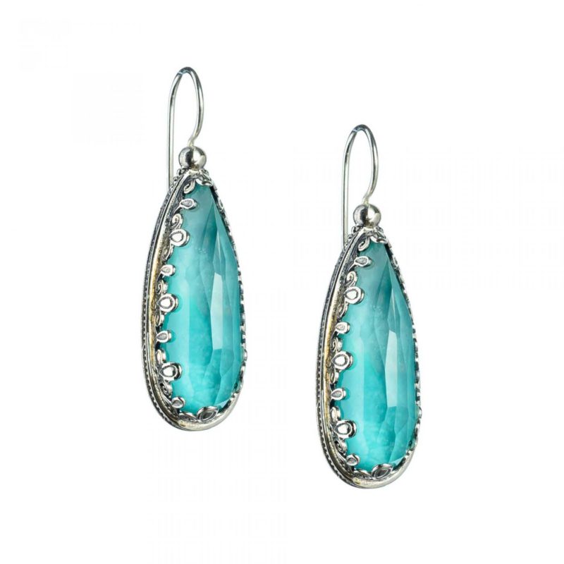 Aegean colors big teardrops earrings in Sterling silver