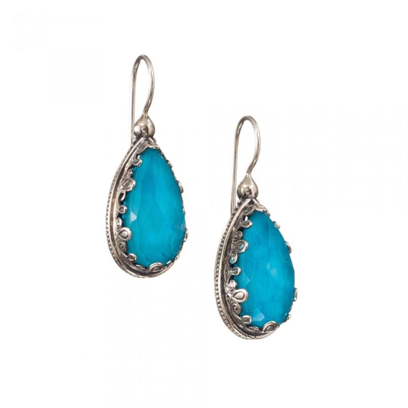 Aegean colors teardrop earrings in Sterling Silver