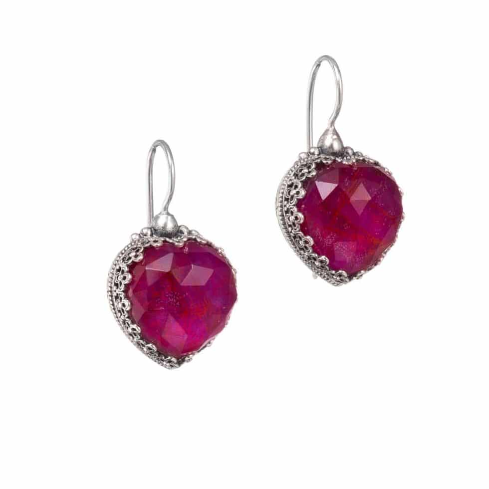 Aegean colors hearts earrings in Sterling Silver