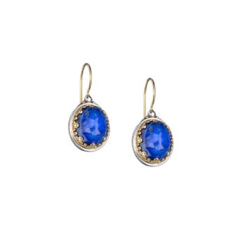 Aegean colors Oval Earrings in 18K Gold and Sterling Silver