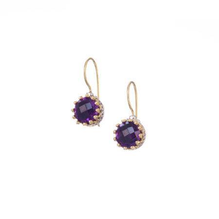Crown small round earrings in 18K Gold and Sterling Silver with Semi precious Stones - Image 5