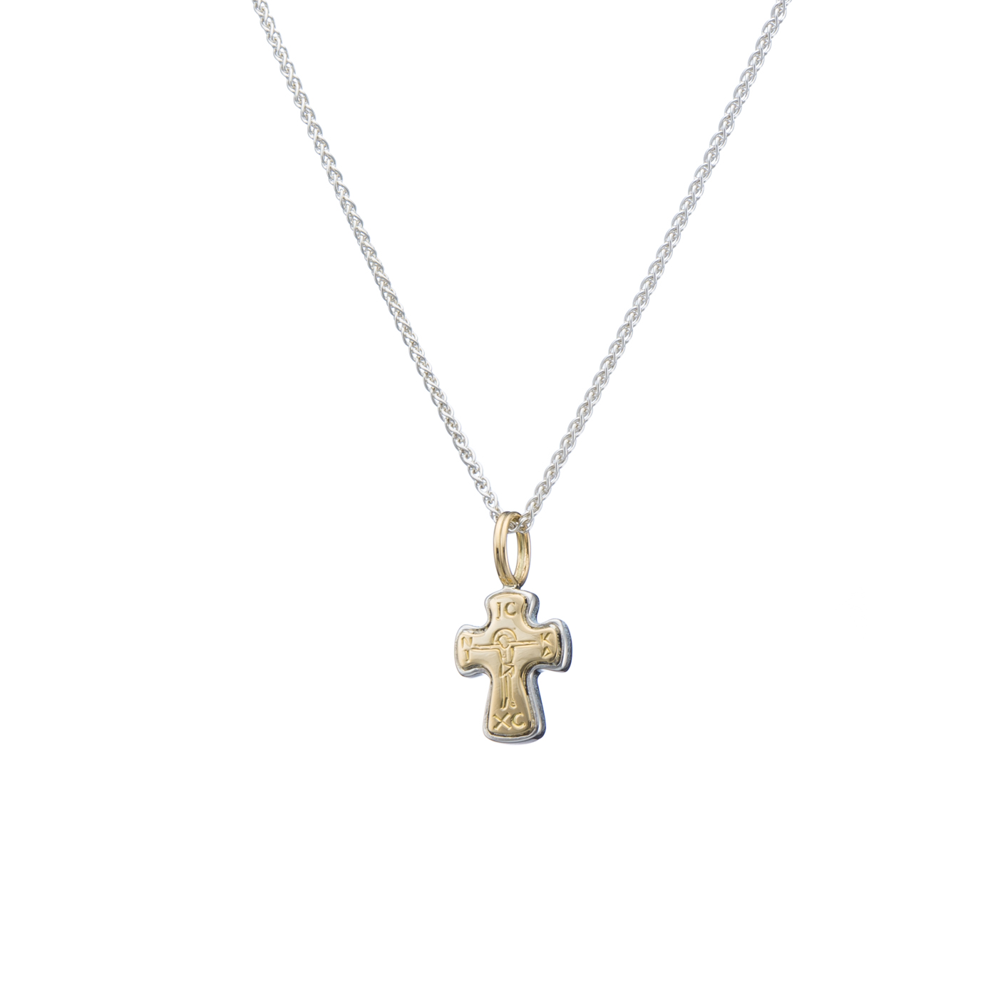 Tiny Byzantine cross in 18K Gold and Silver