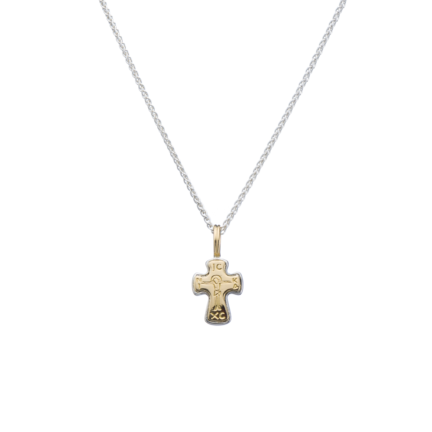 Tiny Byzantine cross in 18K Gold and Silver