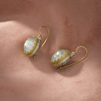 Aegean Colors Oval Earrings in 18K Gold and Sterling Silver with Doublet Gemstones
