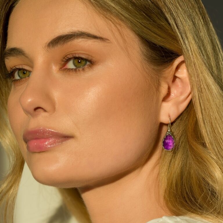 Aegean colors Teardrop Earrings in Sterling Silver with Doublet Gemstones