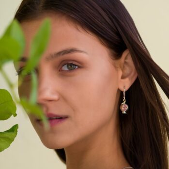 Pomegranate earrings in 18K Gold and sterling silver with rubies