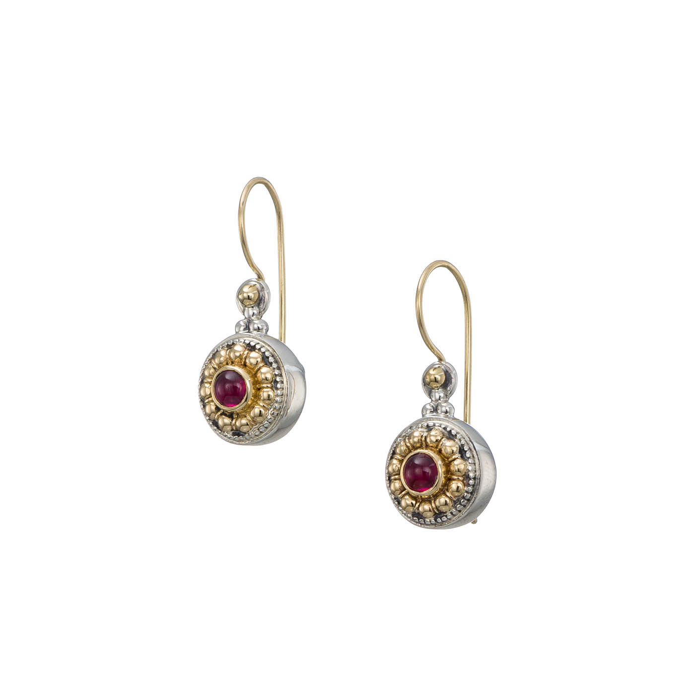 Athenian flowers small round earrings in 18K Gold and  Sterling Silver