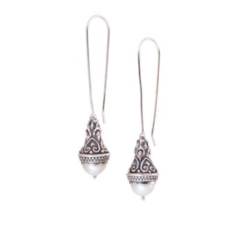 Santorini Earrings in Sterling Silver with Pearls