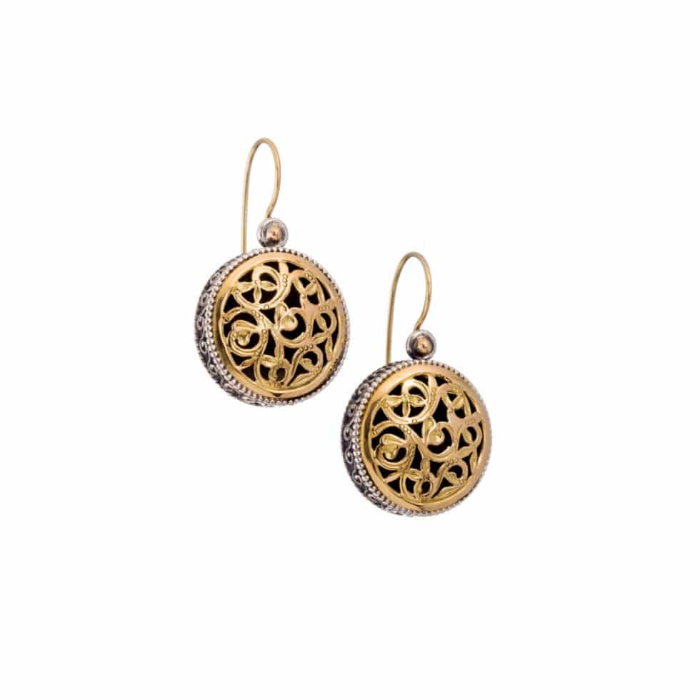 Garden shadows round earrings in 18K Gold and Sterling Silver