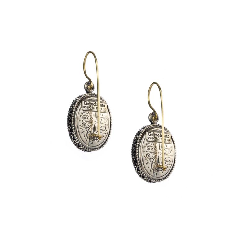 Garden shadows oval earrings in 18K Gold and Sterling Silver