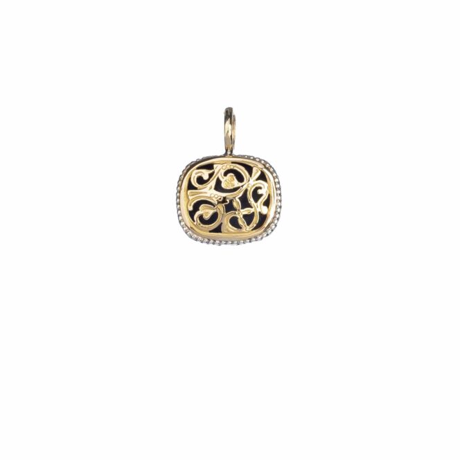 Garden shadows cushion pendant in 18K Gold and Sterling Silver