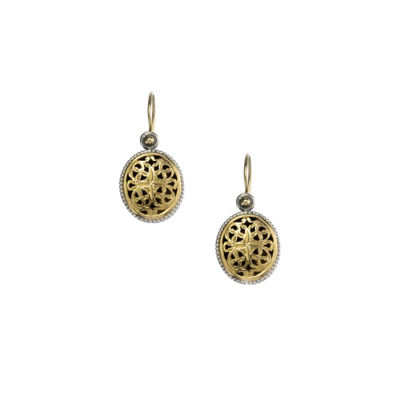 Garden shadows small oval earrings in 18K Gold and Sterling Silver