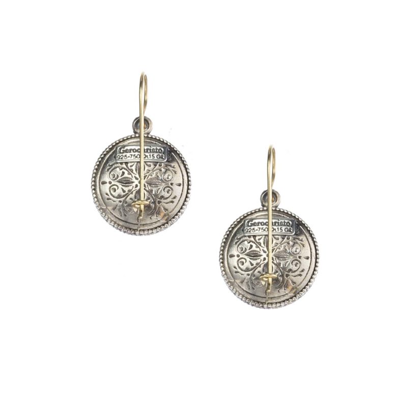 Garden shadows round earrings in 18K Gold and  Sterling Silver with pearls