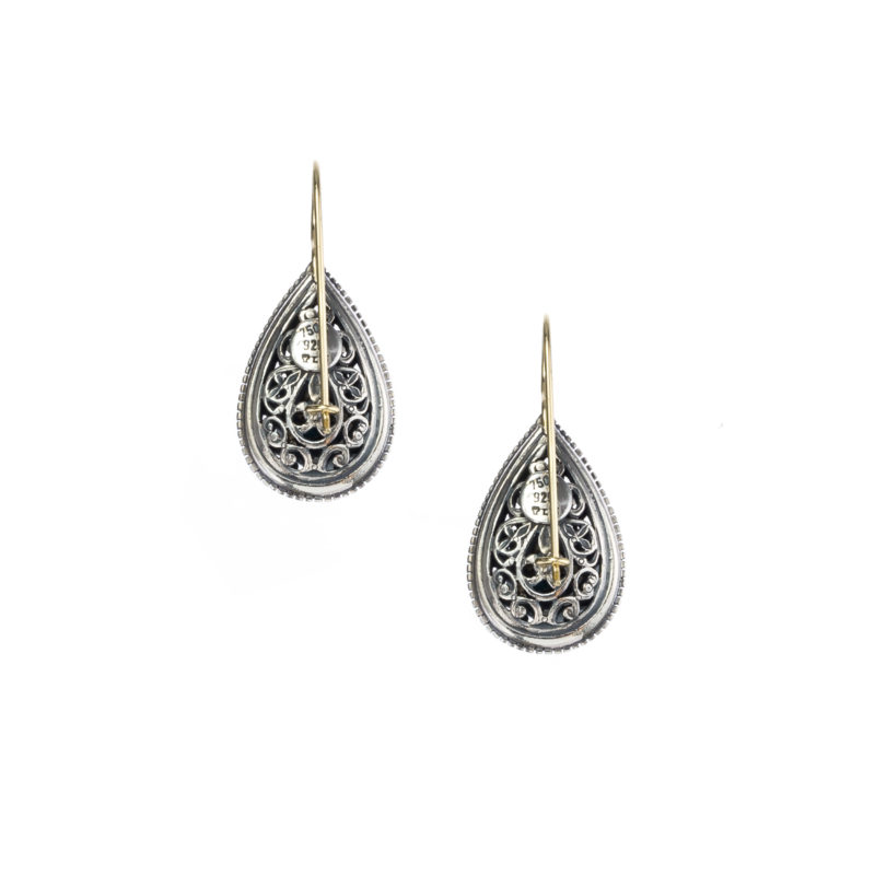Garden shadows drop earrings in 18K Gold and Sterling Silver with blue topaz