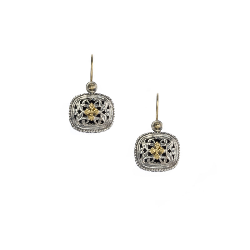 Garden shadows cushion earrings in 18K Gold and Sterling Silver