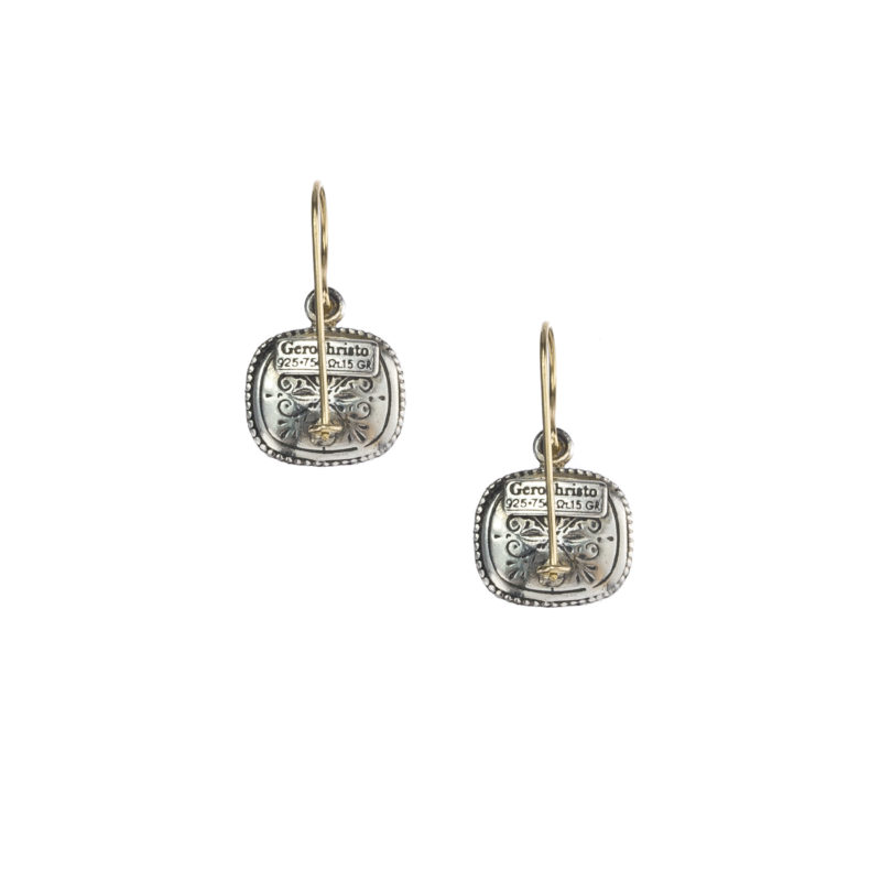 Garden shadows cushion earrings in 18K Gold and Sterling Silver with pearls