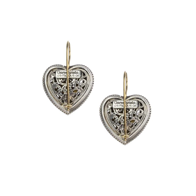 Garden shadows heart earrings in 18K Gold and Sterling Silver with ruby
