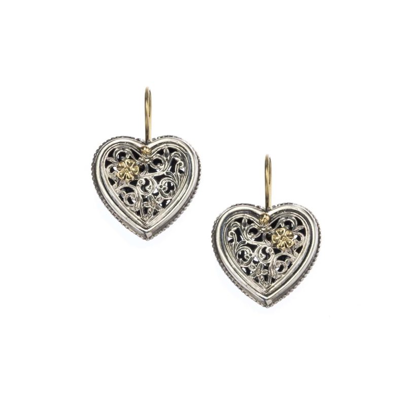 Garden shadows heart earrings in 18K Gold and Sterling Silver