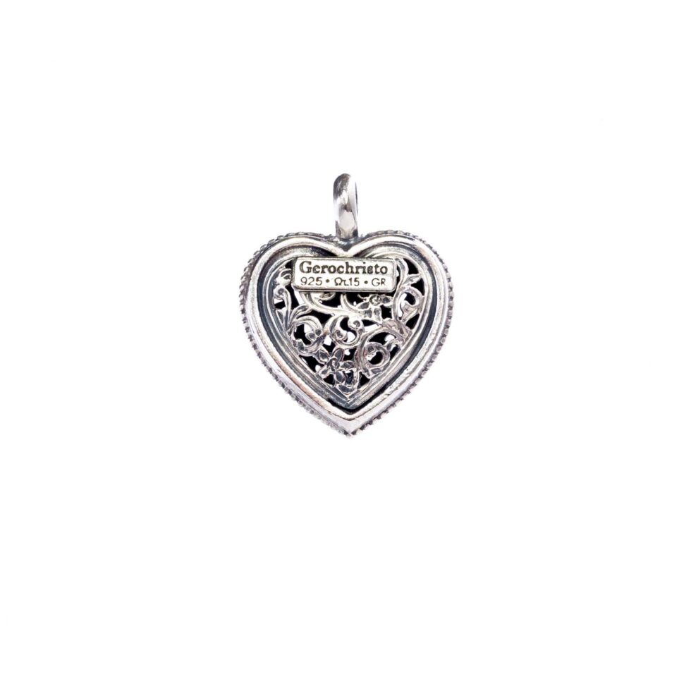 Garden Shadows small Heart pendant in Sterling Silver with Garnet