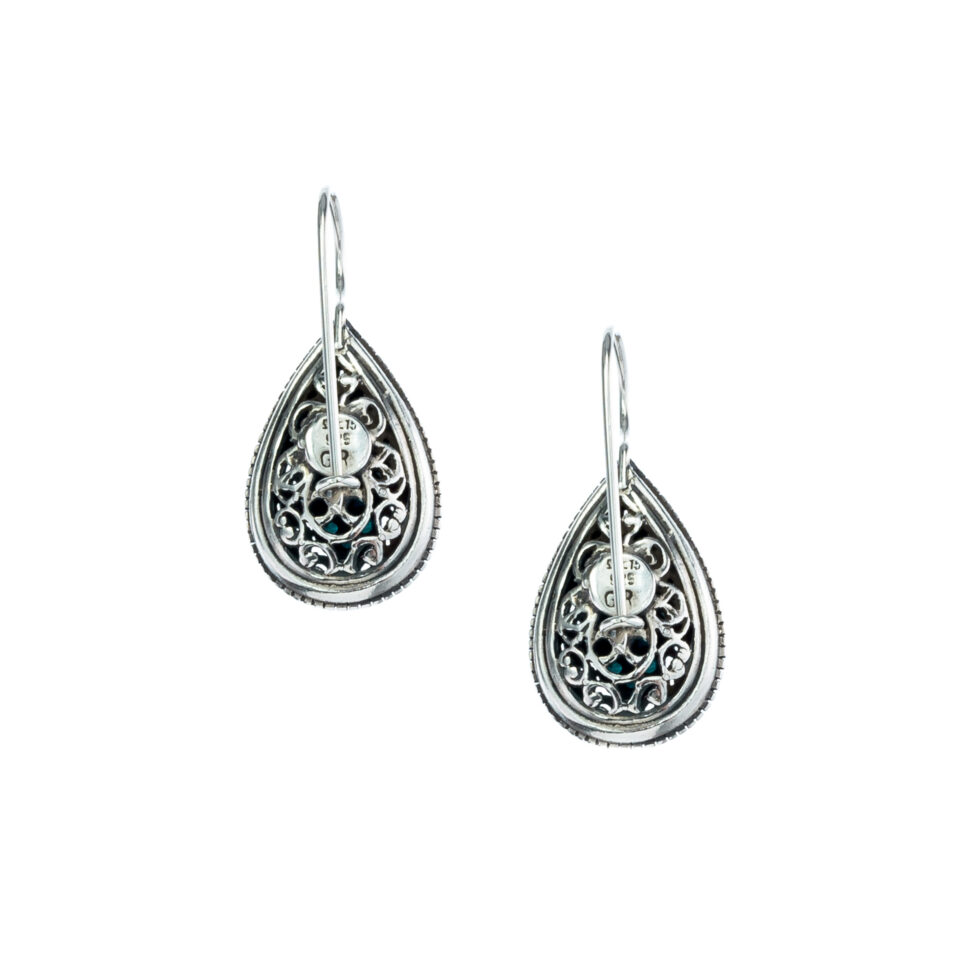Garden Shadows drop earrings in Sterling Silver with blue cubic zirconia