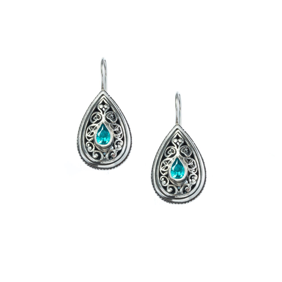 Garden Shadows drop earrings in Sterling Silver with blue cubic zirconia