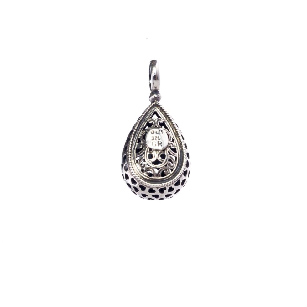 Garden Shadows small Drop Pendant in Sterling Silver with Cubic zirconia