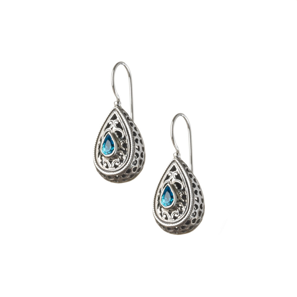 Garden Shadows drop earrings in Sterling Silver with blue Cubic zirconia