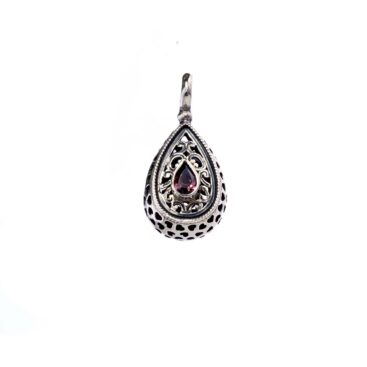Garden Shadows small Drop Pendant in Sterling Silver with Cubic zirconia