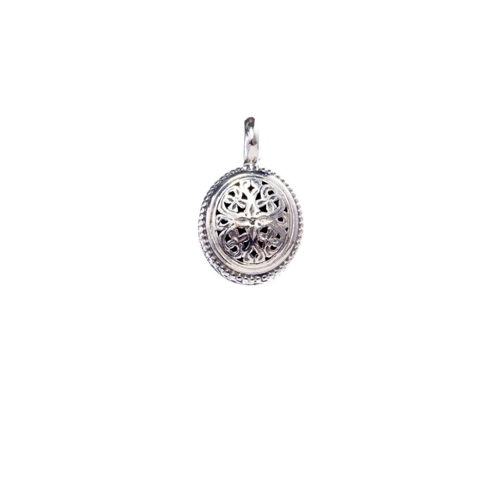 Garden Shadows small oval Pendant in Sterling Silver