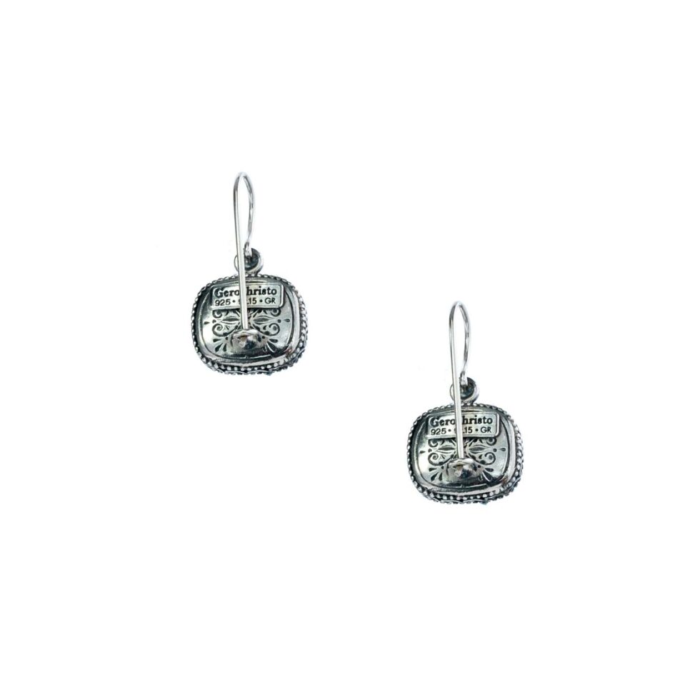 Garden Shadows small cushion Earrings in Sterling Silver with Cubic Zirconia