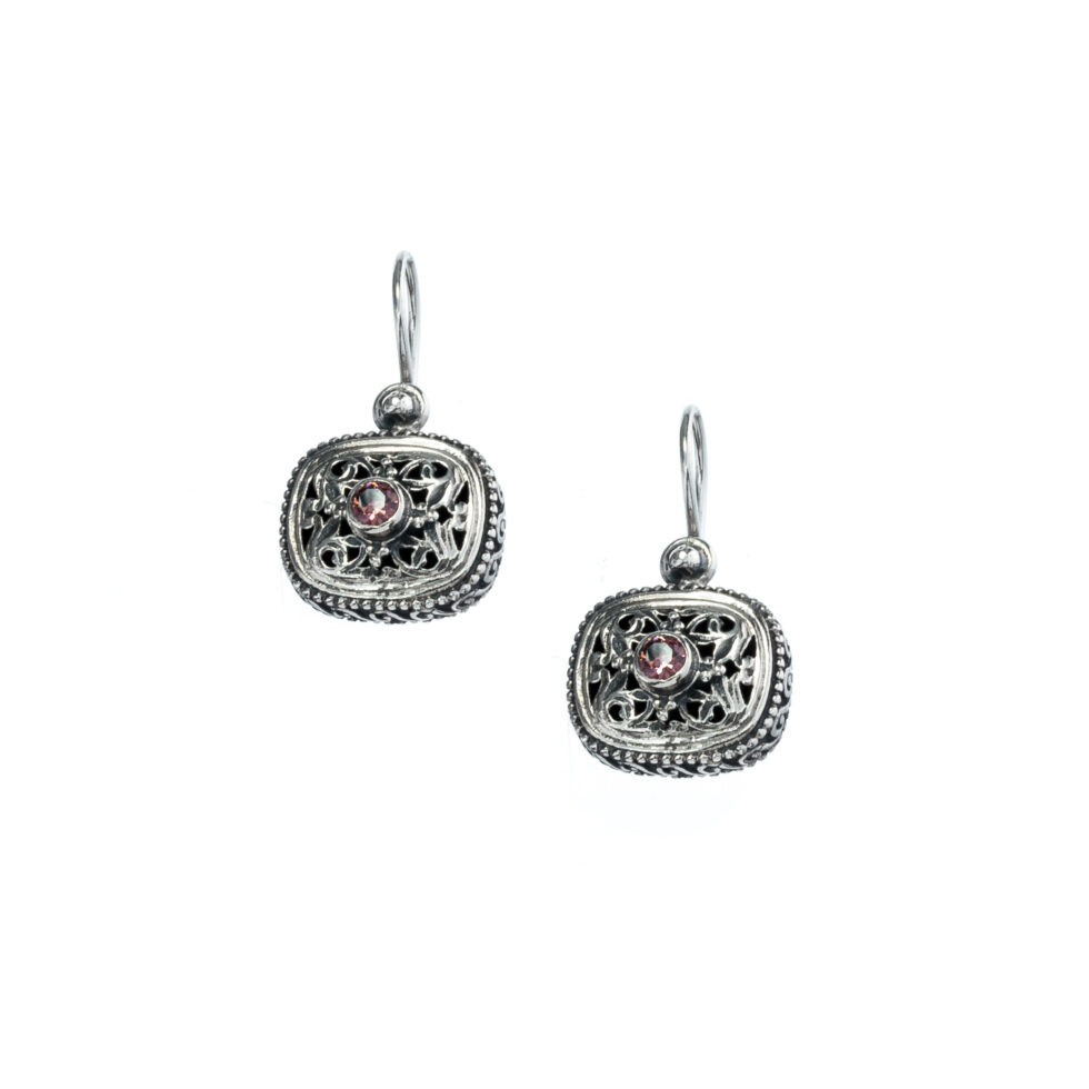 Garden Shadows small cushion Earrings in Sterling Silver with Cubic Zirconia