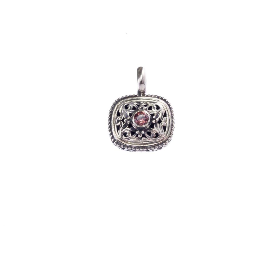 Garden Shadows small Cushion pendant in Sterling Silver with Cubic Zircon