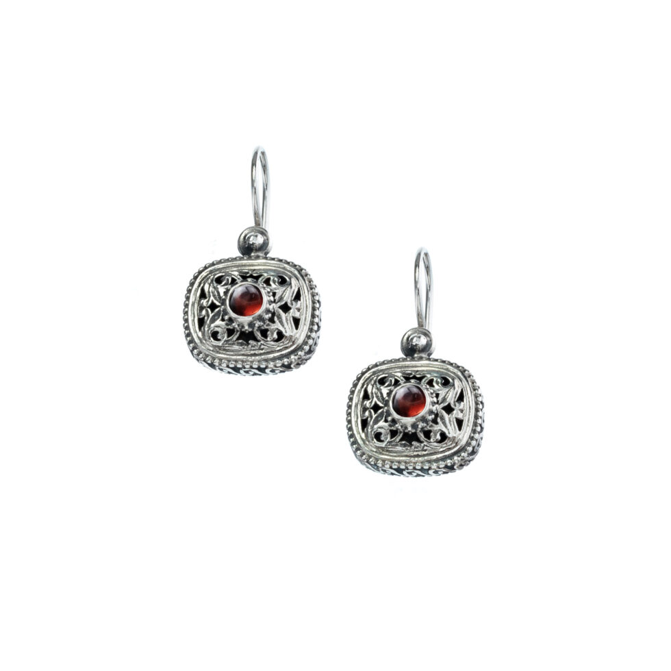 Garden Shadows small Cushion Earrings in Sterling Silver with Gemstones