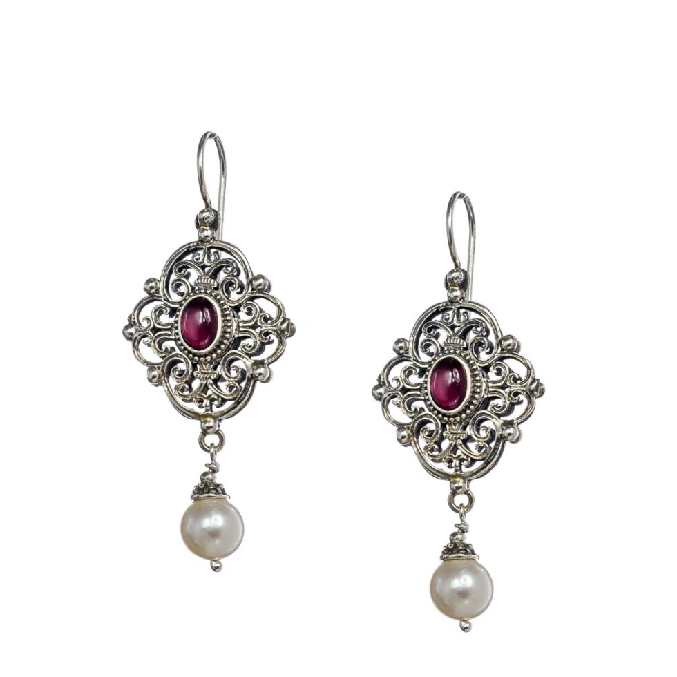 Byzantine long earrings in Sterling Silver
