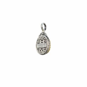 Iris Oval Pendant in Sterling Silver with Gold Plated Parts and Doublet Gemstone - Image 6