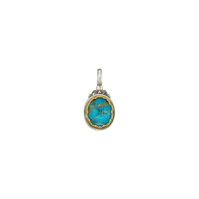 Iris Oval Pendant in Sterling Silver with Gold Plated Parts and Doublet Gemstone - Image 4