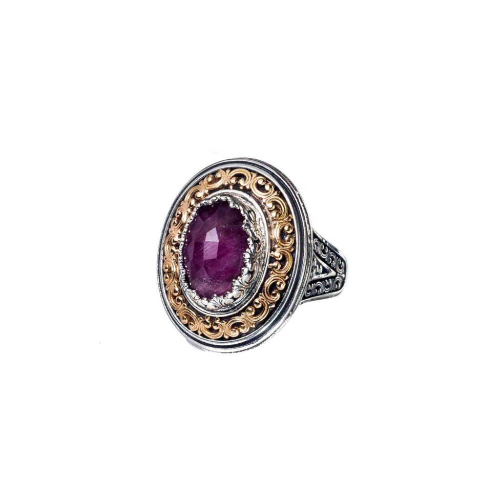 Iris oval Ring in 18K Gold and Sterling Silver with doublet