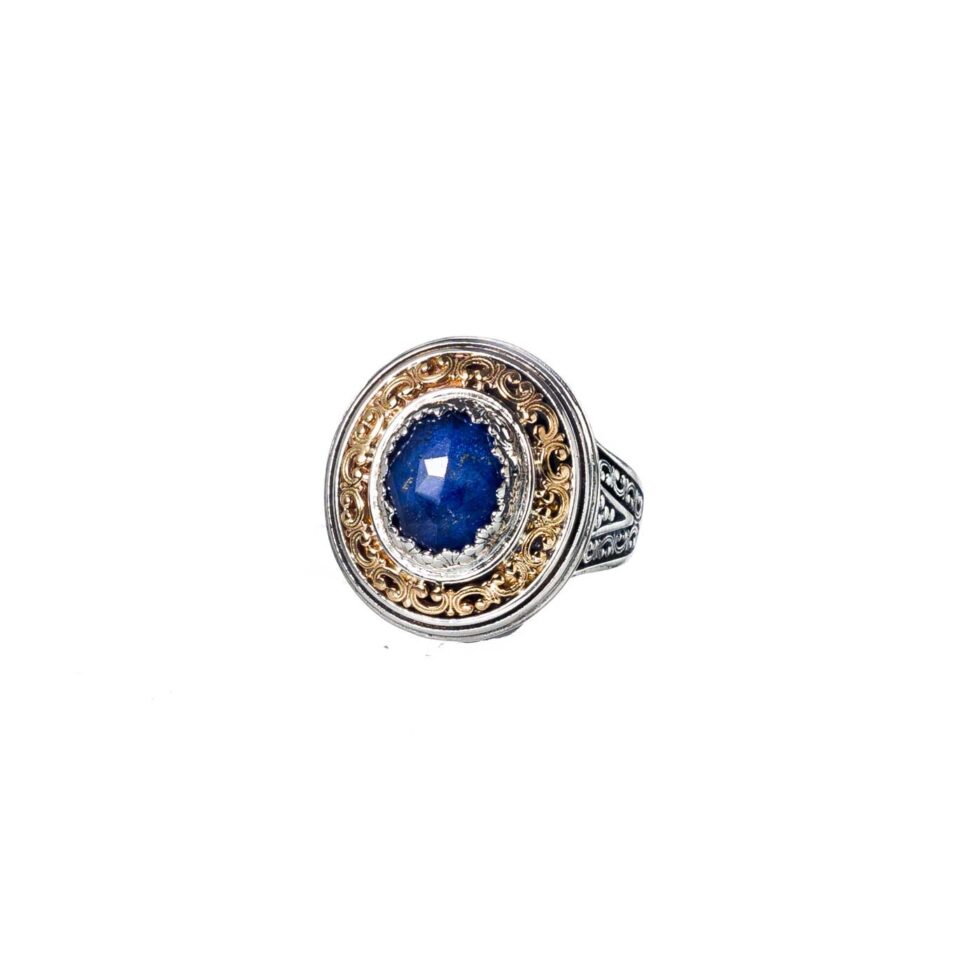 Iris small oval ring in 18K Gold Sterling Silver with doublet stone