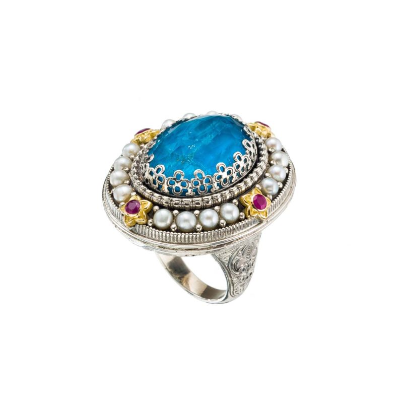 Imperial ring in 18K Gold and Sterling Silver with gemstones