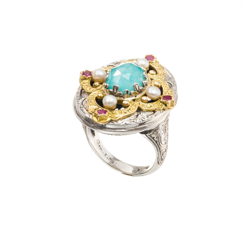 Imperial ring in 18K Gold and Sterling Silver with gemstones