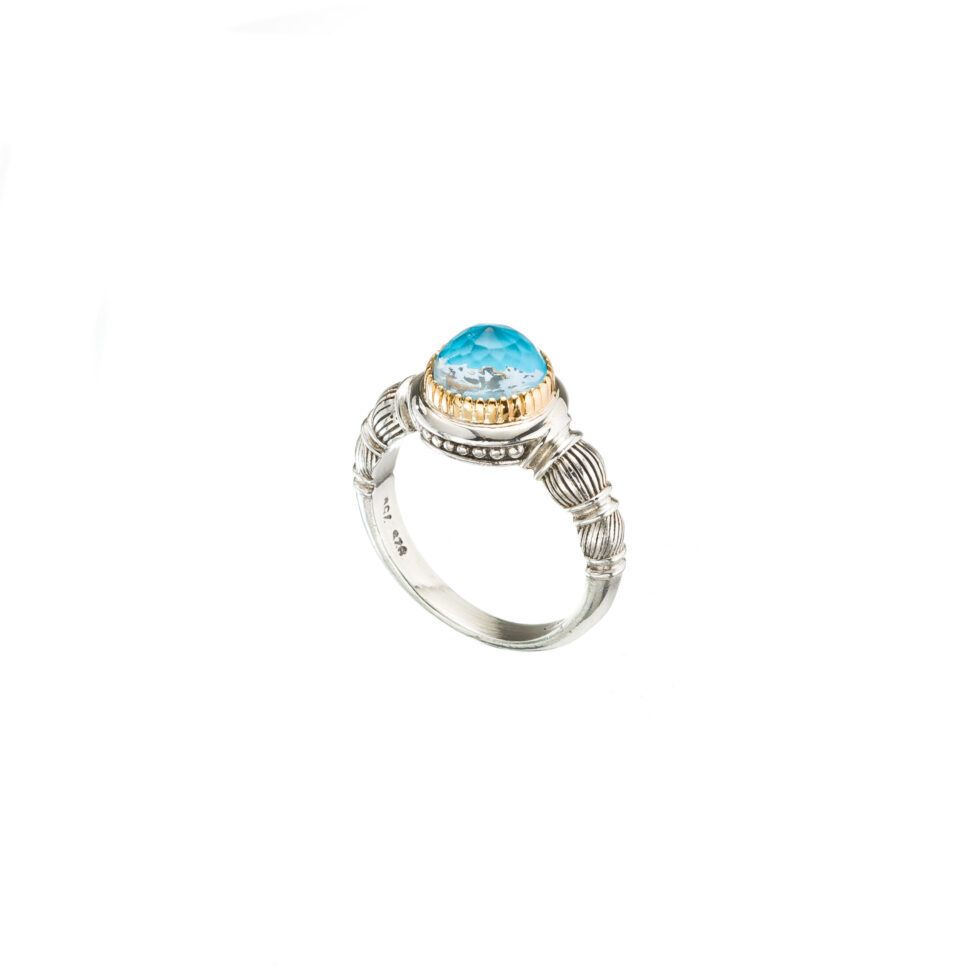 Ariadne ring in 18K Gold and Sterling Silver with doublet stone