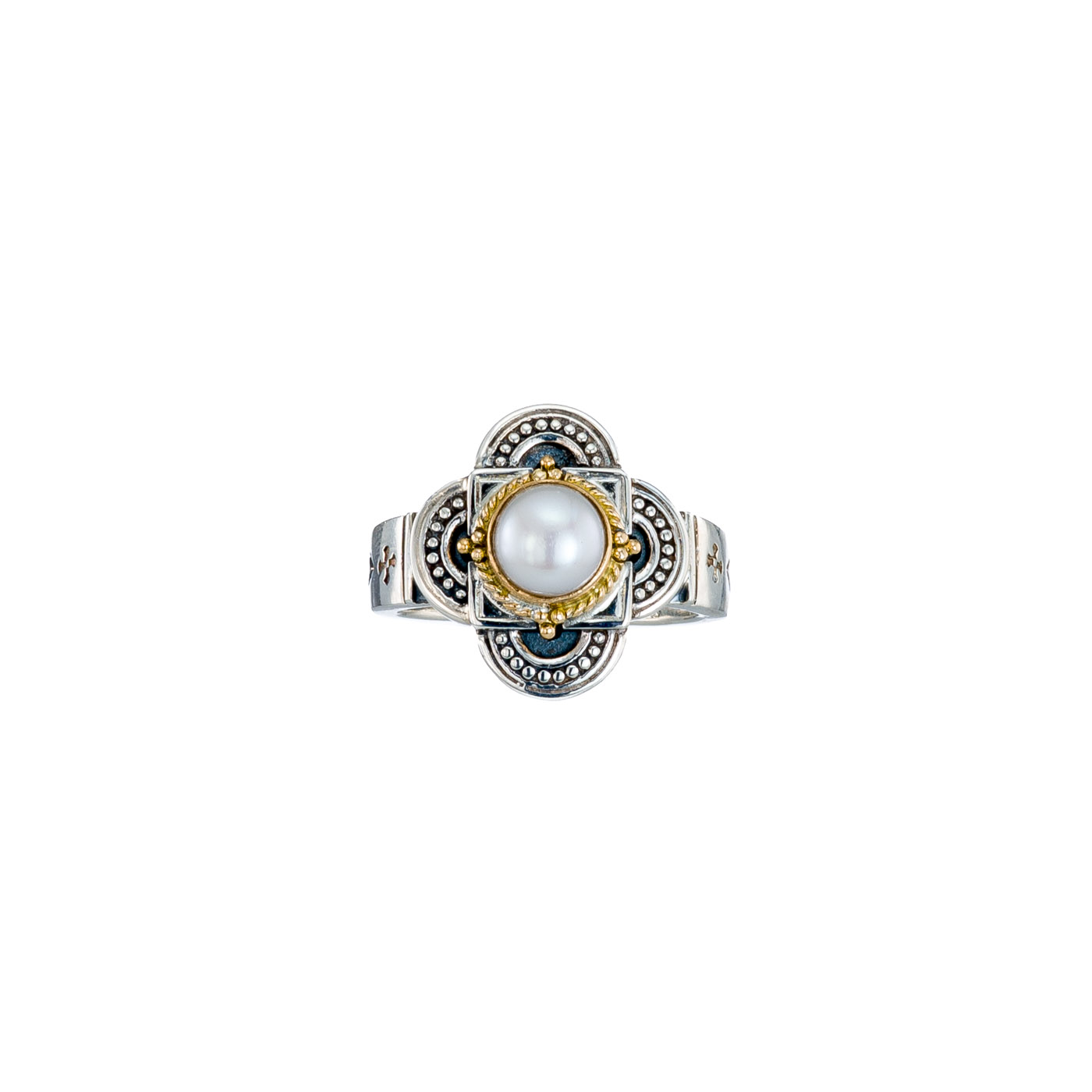Cyclades ring in 18K Gold and Sterling Silver with pearl