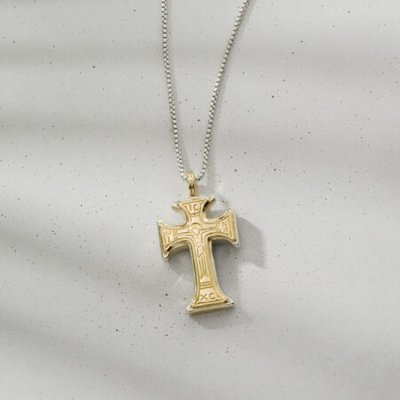 Byzantine cross in 18K Gold and Sterling Silver