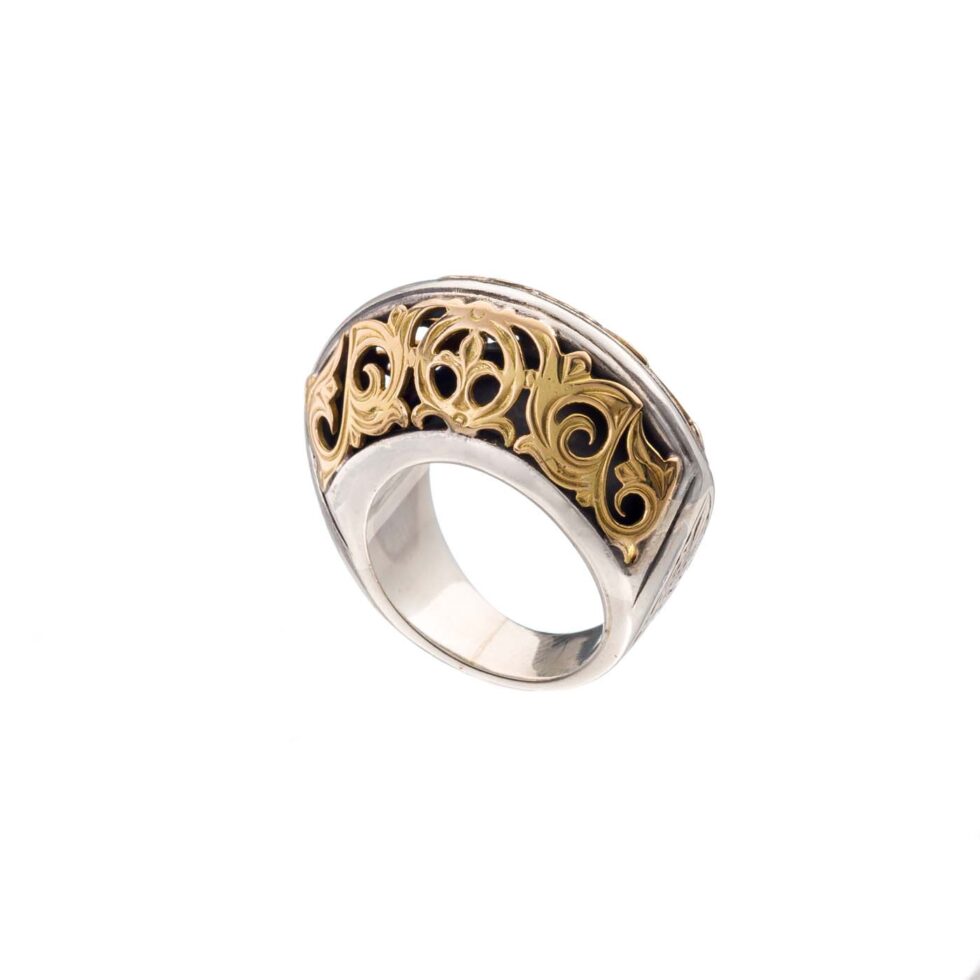 Classic Byzantine ring in 18K Gold and Sterling Silver
