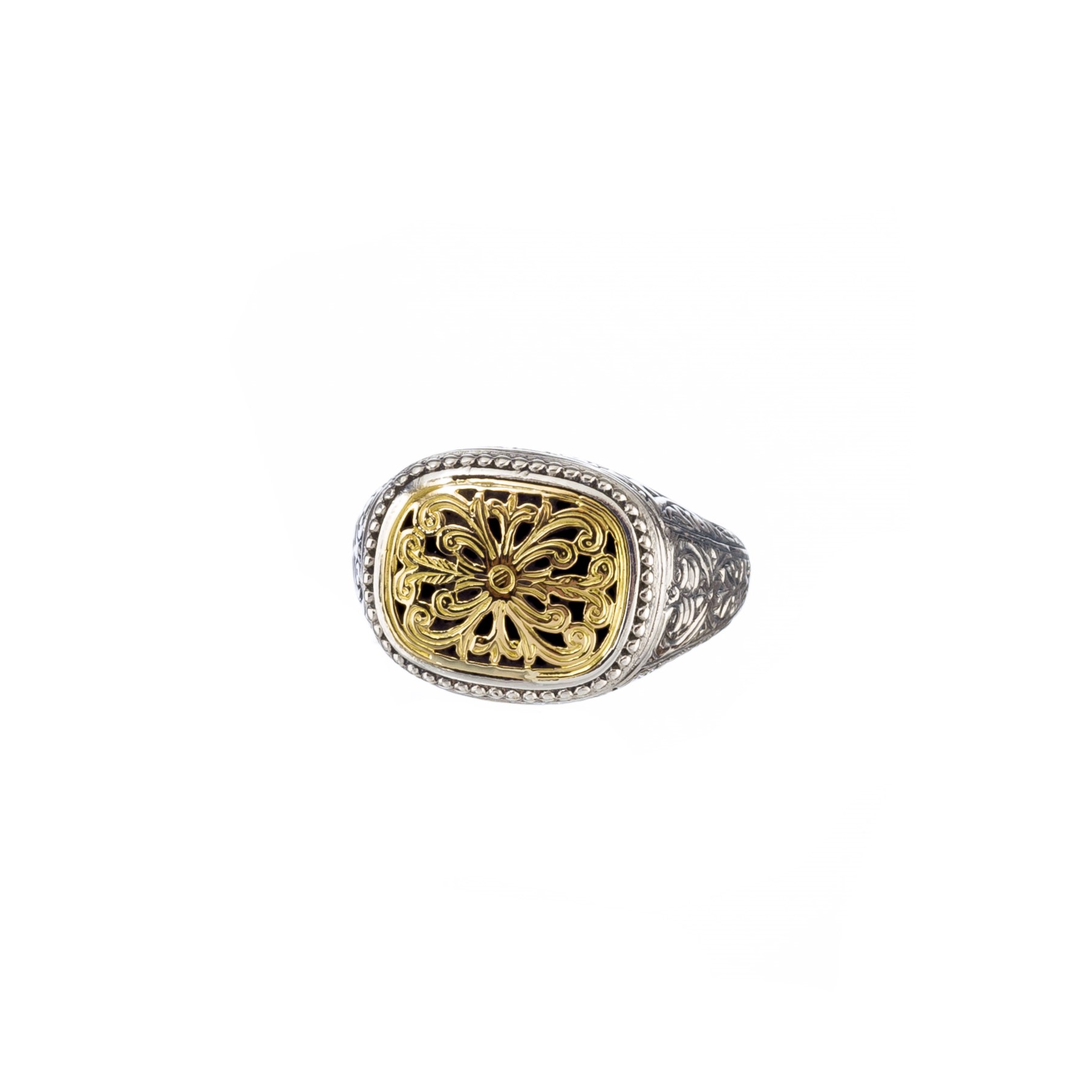 Classic byzantine ring in 18K Gold and Sterling Silver