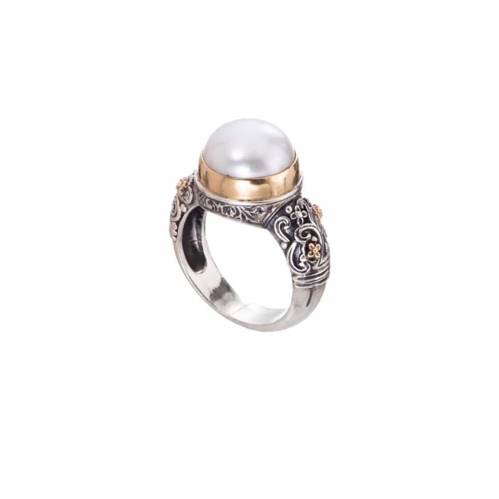 Eve ring in 18K Gold and Sterling Silver with pearl