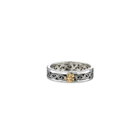 Kyma band ring in Sterling Silver with 18K Gold